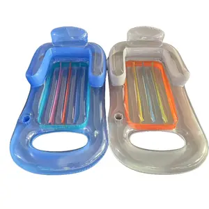 Inflatable PVC recliner with backrest, single-person colorful floating lounger, inflatable floating bed, water bed, beach mat