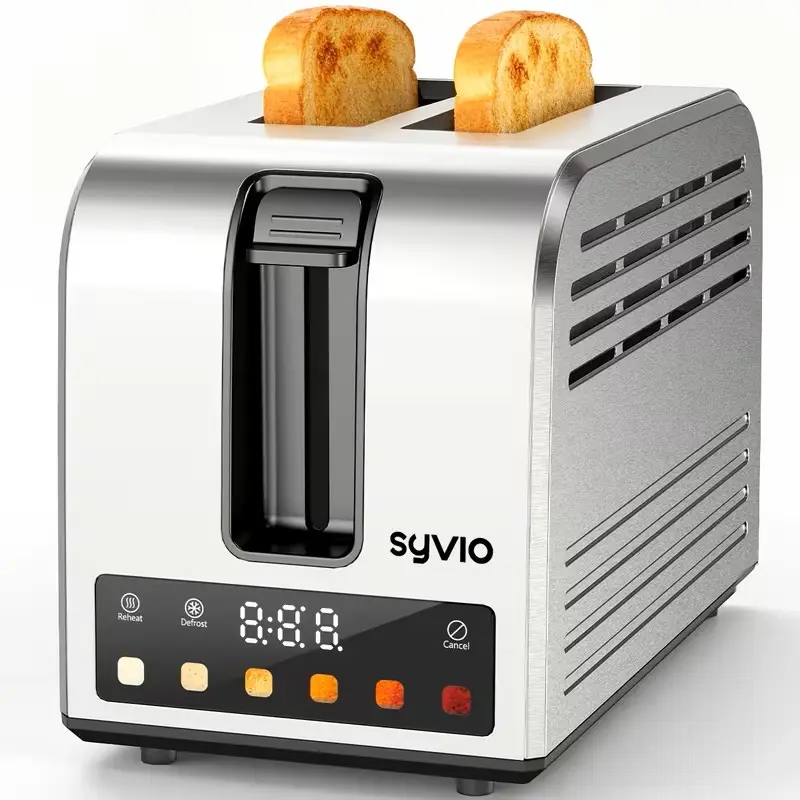 Syvio Toaster | Smart touchscreen, stainless steel construction, supports 5 bread types and 6 toasting levels, wide slot design, intelligent temperature control system, removable tray. Appliances Durable Toastie Maker