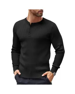 COOFANDY Men's Knitwear Knit Henley Sweater Long Sleeve Button Down Lightweight Sweater Fall Slim Fit Ribbed Pullover Gift Ideas