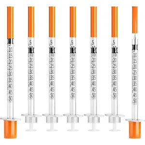 0.5ml 31G 1/4 Inch(6mm) Syringes for Lab and Dispensing Supplies, Individually Wrapped, Pack of 100