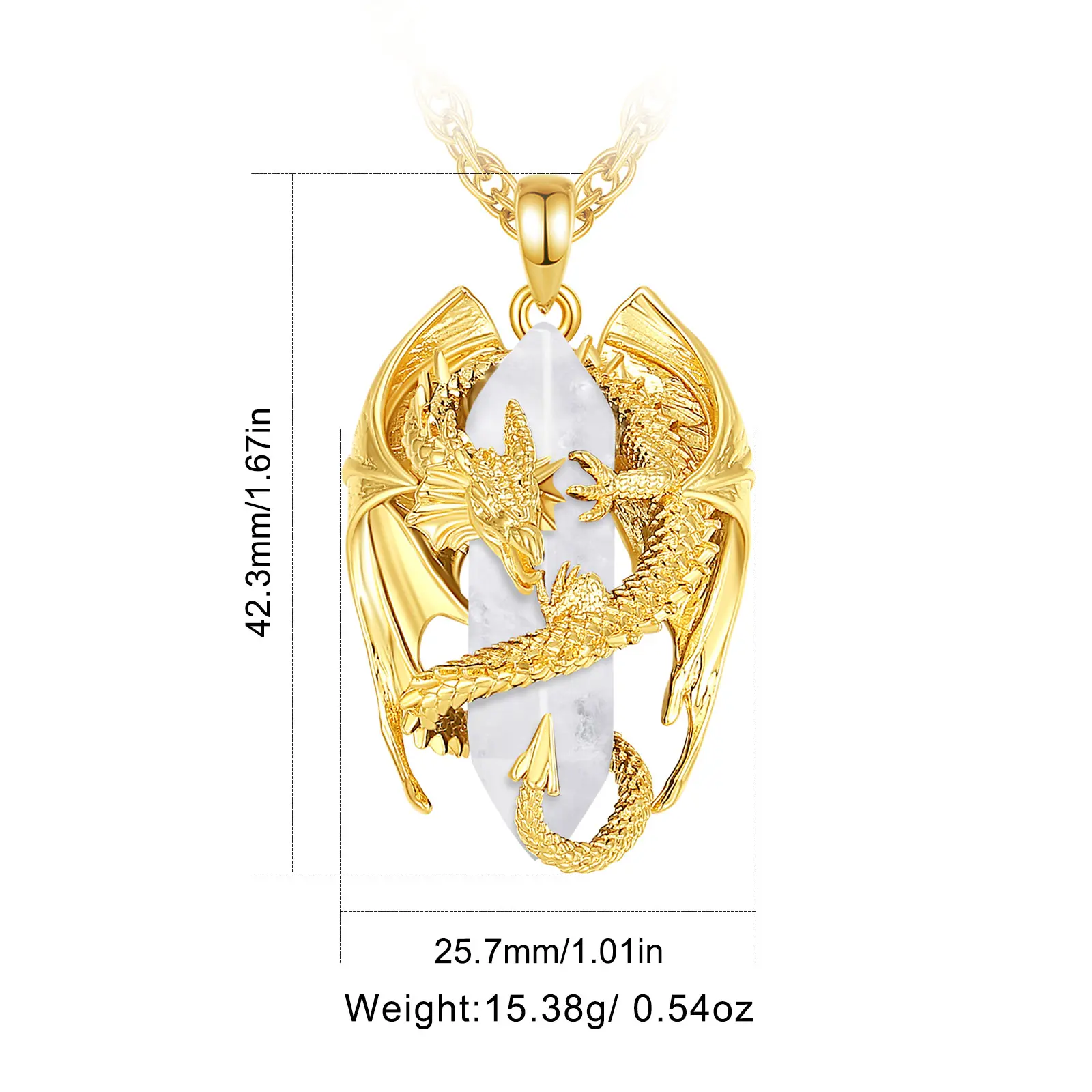 Large Dragon Gold Plated Clean Quartz