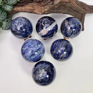 Natural Blue Sodalite Sphere Crystal Ball with Stand Meditation Witchcraft and Decorative Healing Crystal Reiki Energy Therapy