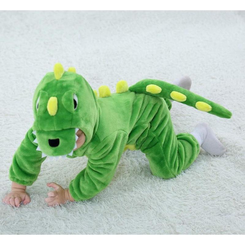 P-CPA03   Toddler Infant Dinosaur Costume Flannel Hooded Onesies Soft Animal Romper Outfits Gift