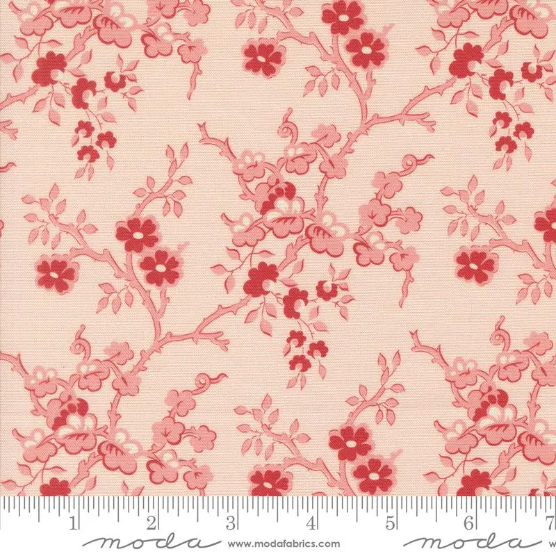 Fabric Moda Sweet Pink Flowering Quince Sally's Stitches by the Quarter Yard 31710-12