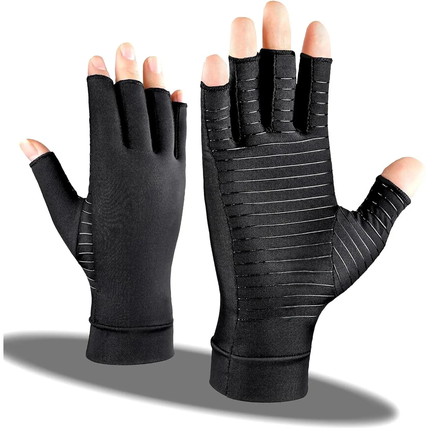 Arthritis Pain Relief Gloves for Women and Man, Copper Compression Gloves for Carpal Tunnel Pain Relief, Fingerless Arthritis Gloves for Rheumatoid, Tendonitis, Swelling (1 Pair, Medium) Healthcare Hand