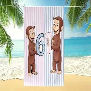 Brightly Colored Cartoon Monkey Number 67 Beach Towels Feature Exquisite Digital Printing, Soft Fabric, and are Perfect for Pool, Beach, and Travel Use.The Perfect Summer Accessory! They Can Also Be Used as Pool Towels, Camping Towels, or Bath Towels.