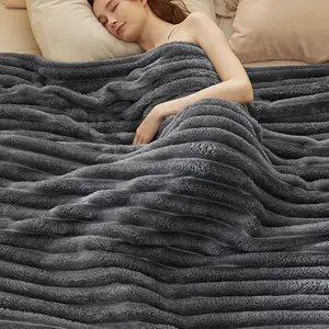 Bedsure  Blanket for Bed - Super Soft Cozy Blankets for Women, Cute Large Fleece Throws for Girls,Wider Striped Design