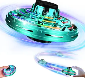 Drone for Kids Flying Toys,2026 Upgrade LED Fidget Spinner, Hand Operated Fidget Flying Spinner Toy for Indoor Outdoor,Christmas Birthday Gifts for 6 7 8 9 + Year Old Boys Girls(Green).