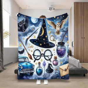 Vintage Harry Potter Wizard Magic Props Magic Hat   Flannel  Blanket Lightweight Soft Flannel Blanket Suitable For Sofa Beds Living Rooms Suitable For Children And Adults Birthday Gifts Holiday Party  Family Decorations