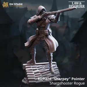 Richard "Sharpey" Pointer Sharpshooter 3D Printed Miniature, Home Decor Statue, DM Stash Figurine