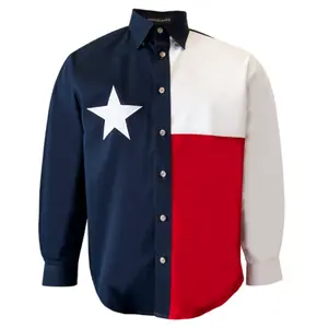 FH Outfitters Texas Flag Shirt Long Sleeves for Men Twill 100% Cotton For Daily Use Festival Event