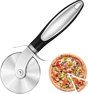Premium Pizza Cutter Wheel - Ultra Sharp Stainless Steel Pizza Slicer with Non-Slip Soft Grip Handle - Multi-Purpose Cutter for Pizza, Dough & Pastry - Dishwasher Safe, Easy to Clean - Black Kitchen Utensils 1Pc