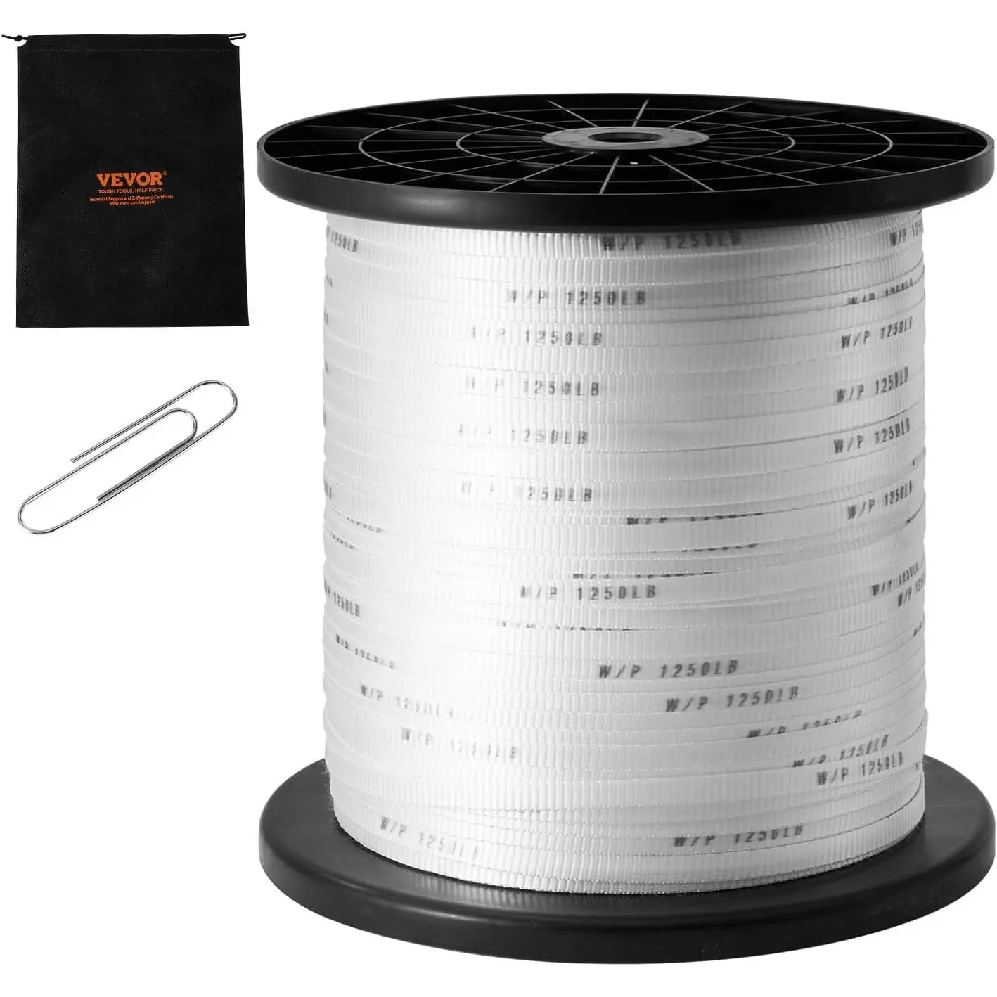 VEVOR Polyester Pull Tape, 2500 lbf Tensile Capacity Polyester Webbing, 3/4" x 318' Cable Pulling Tape, Printed Webbing Mule Tape Flat Rope for Packaging, Commercial Electrical, Gardening
