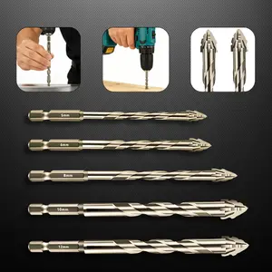 5Pcs Masonry Drill Bit Set/multipurpose drill bit with Industrial Carbide Tip, Sawtooth Eccentric Design, Ideal for Drilling Tiles, Ceramics, Glass, Marble, Concrete, Stainless Steel.