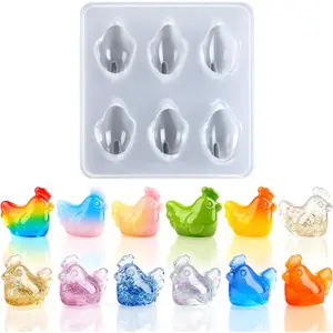 Mini Cute Chicken Figurines Silicone Mold, Micro Dollhouse Animal Epoxy Casting Mold with Realistic Shapes for DIY Resin Art Fairy Garden Miniatures Landscape Crafts Decor