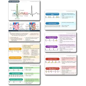 7 EKG Interpretation Badge Set - Doubled Sided Nurse ECG Cards Guide Rhythm Cheat Sheet,  Cardiac Reference  Accessories, Durable  Cards (On-The-go (2.1" x 3.4"))