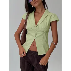 Crowd Control Collared Top Sage