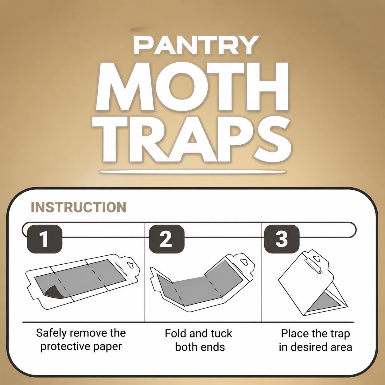 10-Pack Paper Pantry Moth Pheromone Glue Traps - Safe, Effective Indoor Residential Pest Control for Food Cupboards, Wool Closets, Multiple Bugs