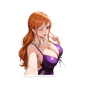 LoveNami4Life - Cute Nami Waifu Sticker Anime Purple Dress
