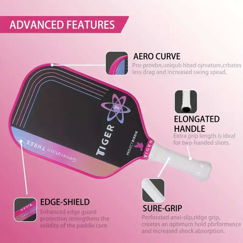 Tiger Proton Series Three Project Flamingo Carbon Fiber Pickleball