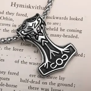 Viking Mjolnir Thor's Hammer Stainless Steel Pendant Necklace Large