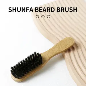 Bamboo Handle Men's Mustache Brush, Pig Bristle Hairbrush, Multi-Functional Cleaning Brush, Shoe Brush, Dust Remover, Facial Styling Tool