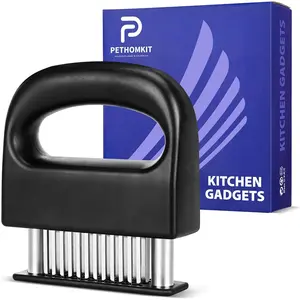 Meat tenderizer tool 48 stainless steel ultra sharp needle blades meat tenderizer stapler for tenderizing steakbeefporkturkeyfishpoultryveal marinadeblack