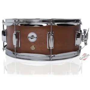 GRIFFIN Snare Drum | Poplar Wood Shell 14" x 5.5" with Flat Hickory PVC | 8 Metal Tuning Lugs & Snare Strainer Throw Off | Percussion Instrument with Drummers Key, Coated Head | Marching Kit Set