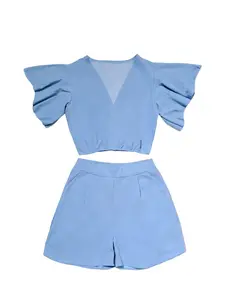 Women's V-Neck Short Sleeve Top & Shorts Set, Casual Two-Piece, Multiple Colors Available, Perfect for Daily Wear Sy1060