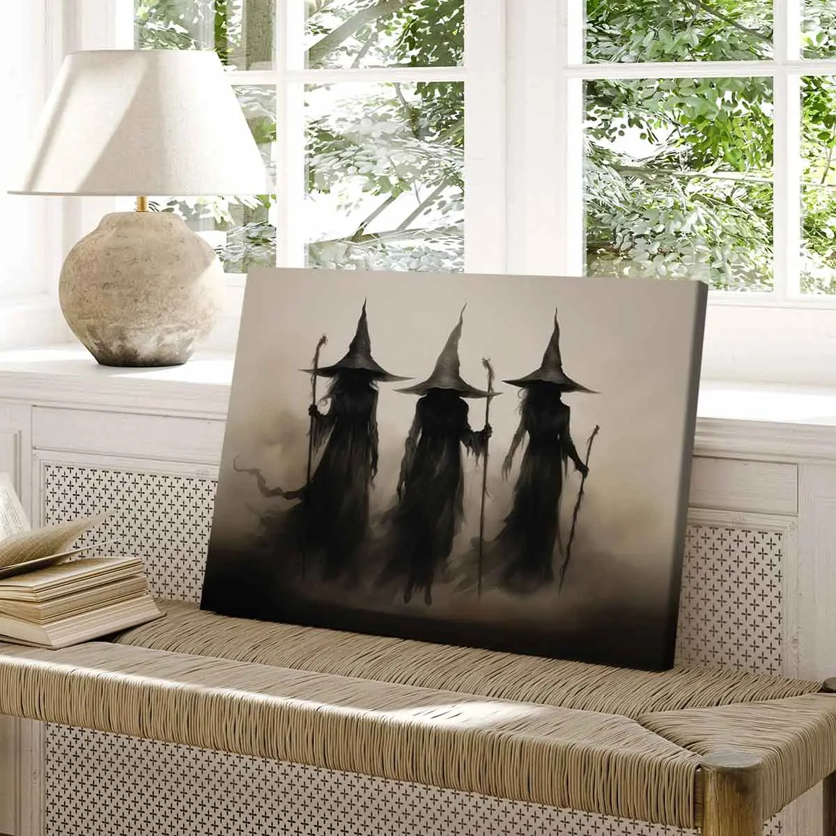 Wooden Framed Canvas Painting, 1-3 Count Mysterious Black-robed Wizards Fantasy Poster, Halloween Decorative Poster, Modern Art Decoration, Home Decoration for Living Room Bedroom, Ornaments Wooden Framed Canvas Painting, 1-3 Count Mysterious Black-robed Wizards Fantasy Poster, Halloween Decorative Poster, Modern Art Decoration, Home Decoration for Living Room Bedroom, Ornaments