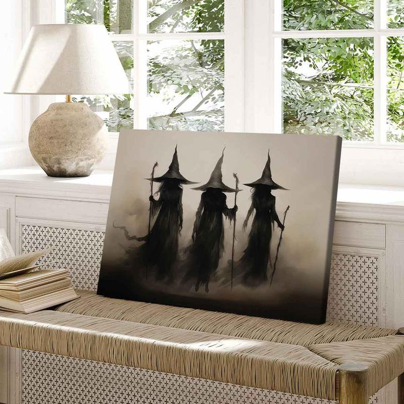 Wooden Framed Canvas Painting, 1-3 Count Mysterious Black-robed Wizards Fantasy Poster, Halloween Decorative Poster, Modern Art Decoration, Home Decoration for Living Room Bedroom, Ornaments Wooden Framed Canvas Painting, 1-3 Count Mysterious Black-robed Wizards Fantasy Poster, Halloween Decorative Poster, Modern Art Decoration, Home Decoration for Living Room Bedroom, Ornaments