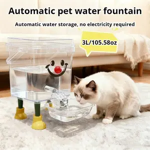 3L Nose Smile Pet Waterer, Cute Automatic Water Dispenser for Cats & Small Dogs, Battery-Free, Indoor & Outdoor Use, Automatic Water Bowl