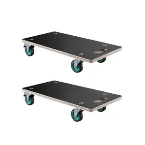2-Pack Rectangle Flat Dolly with 4 TPR Wheels, 551lb Load Capacity Multifunctional Tool for Heavy Items (Piano, Washing Machine), Black, Rectangle Dolly