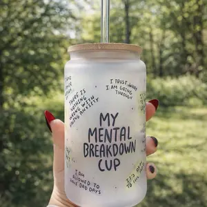 Star’s Shining Gifts 16oz Glass Tumbler with Bamboo Lid & Reusable Straw Handmade in Ohio for Iced Coffee & Book Lovers - Bottle