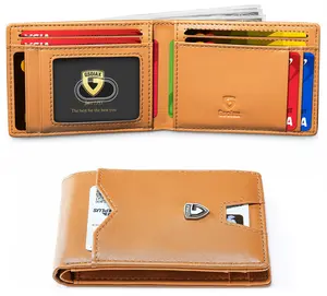 GSOIAX Men's Slim Wallet with 11 Card Slots RFID Blocking Carbon Fiber Wallet Simple Leather with Gift Box