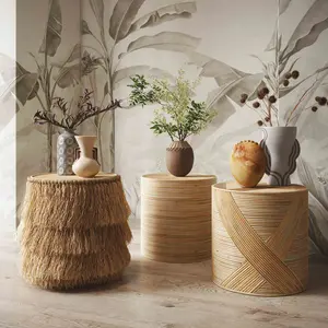 Earthenware Aztec Tub Flower Vase in Grey