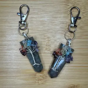 Labradorite Chakra Tree Of Life Keychains