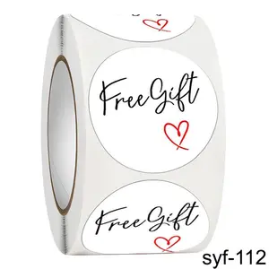 500Pcs 1" Free Gift with LOVE Stickers 1.0in Diy Small Business Adorn Gifts,Attracts Customers Increased Sales，White color Self Adhesive Label