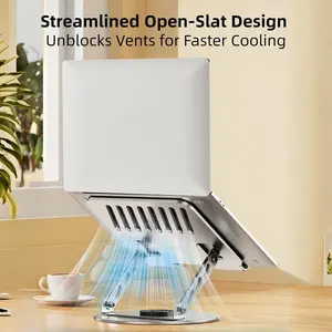 360° Rotatable And Adjustable Laptop Stand, Desktop Laptop Stand – All-Metal Ergonomic Computer Stand And Laptop Riser, Suitable For Office And Home Office, Daily Home Use, Binge-Watching (Gray)