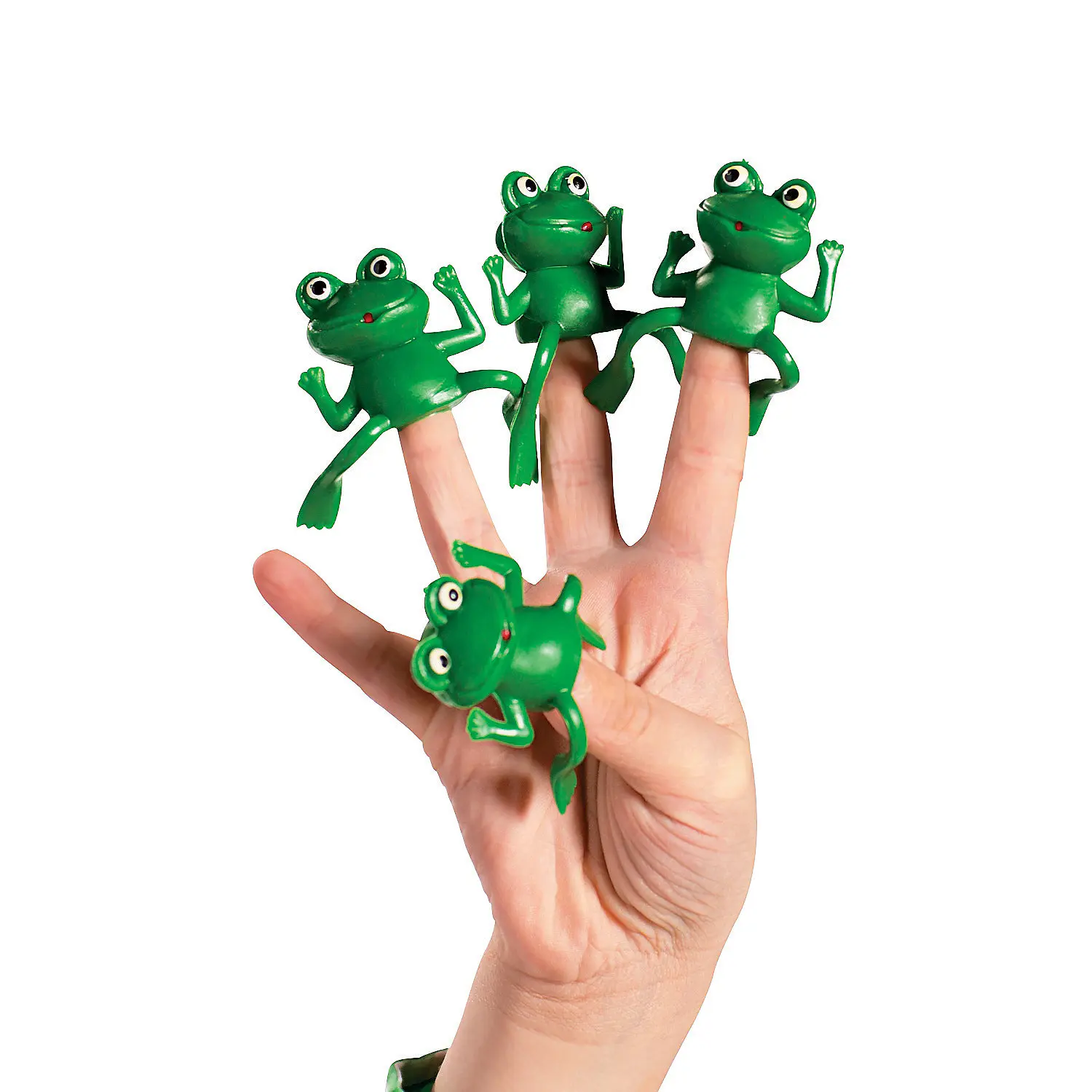1 3/4" Green Vinyl Mini Happy Frog Finger Puppets, Bulk Pack of 72 (Classic Novelty Toy for Puppet Theaters)