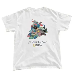 National Geographic "Go With The Flow" Marine Life Tee – Sea Fish & Ocean Graphic Shirt, Coastal Vibes Y2K Streetwear T-Shirt