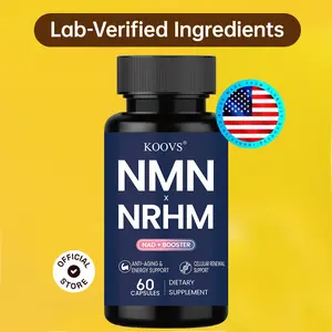 KOOVS NMN + NRHM Supplement 650mg NMN 100mg NRHM Per Serving with Resveratrol CoQ10 PQQ Glutathione Astragalus Selenium for NAD+ Support Cellular Energy Mitochondrial Health Healthy Aging Focus Vitality