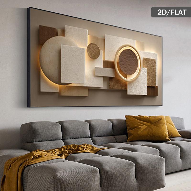 1 Piece Modern Abstract Geometric Wall Decorative Painting Modern Style Decoration - Neutral Tones Loved by Both Men and Women, with Wooden Frame Large Horizontal/Vertical Oil Painting Suitable for Living  apartment dormitory poster versatile room decor