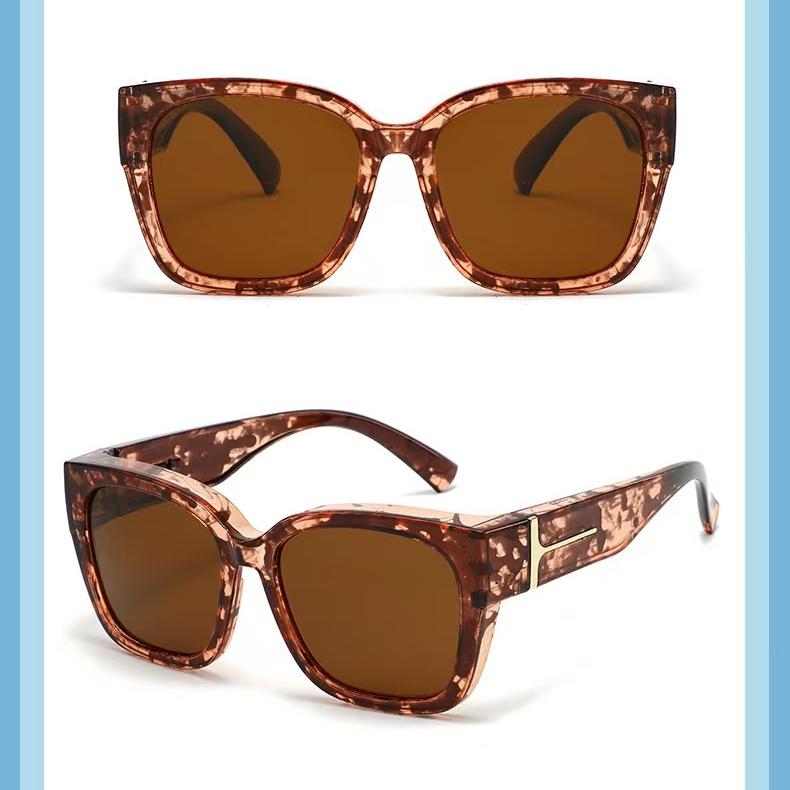 Mirrored Sunglasses Polarized Fit Over Glasses for Women Men for Driving - Trendy Large Square Oversized UV400 Protection Sun Glasses