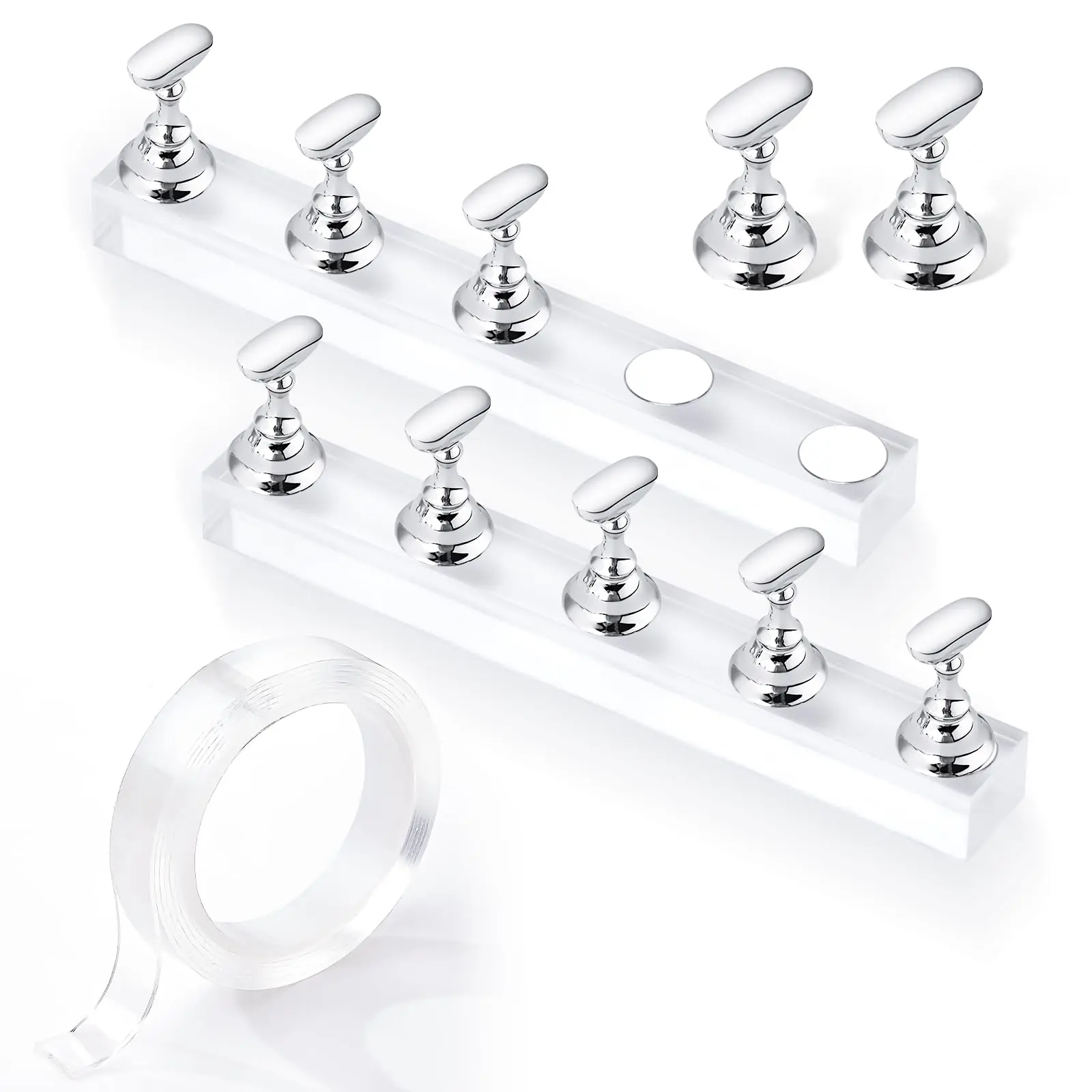 Makartt Press On Nail Stand,  Nails Art Display Practice Nail Holder for Painting Nails Stand for False Nail Press On Designs Magnetic Fake Nail Holder with 1M Double-sided Tape