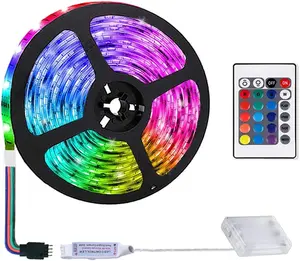 2m/6.6FT Battery Powered Led Strip Lights, LED Strip with 24 Keys Remote Control, RGB Led Rope Lights for Party and DIY Decoration