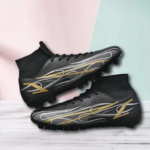 LISM Unisex Black & Golden Letter Print Lace-Up Football Cleats - Upper, Breathable Fabric Lining & Durable PU Sole for Casual, Sports, and Formal Wear