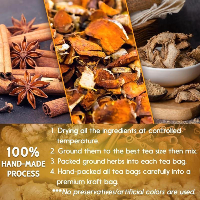120 Bags Turmeric Ginger Cinnamon Tea, 100% Natural, Anti-Inflammatea. Eco-conscious Tea Bags. Turmeric Ginger Herbal Tea. No Sugar, No Caffeine, No Gluten, Vegan. antiinflamma tea, looseleaf tea Beverage anti in flama tea ginger caffeine free