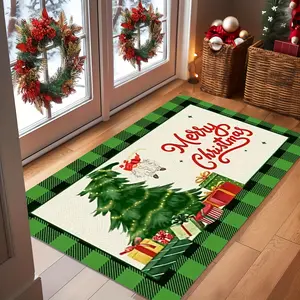 , Patterned Doormat, Christmas Tree Enlarged Doormat, Door Entrance Rug - Machine Washable, Rectangular Rug