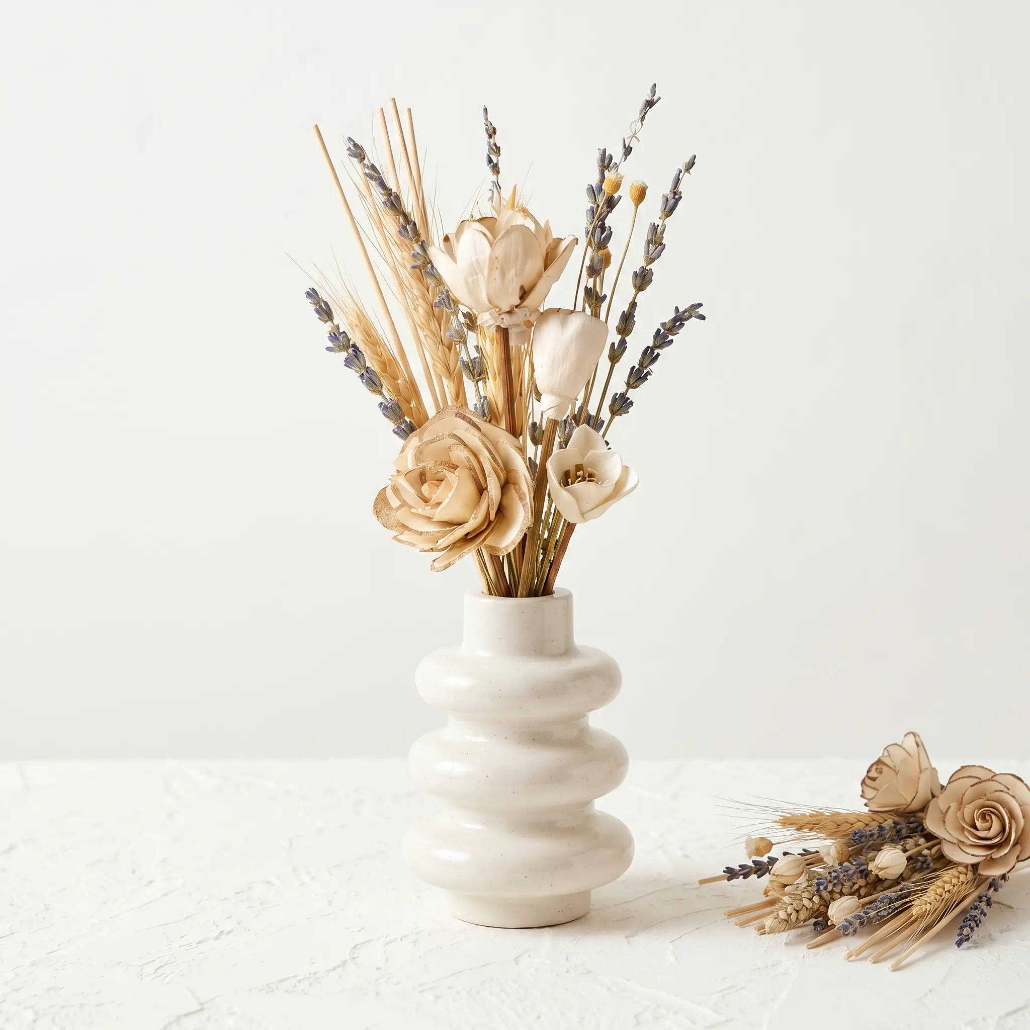 The Stacked Bubble Vase Reed Diffuser Gift Set Gypsum White 9 Boho Ceramic gift item
